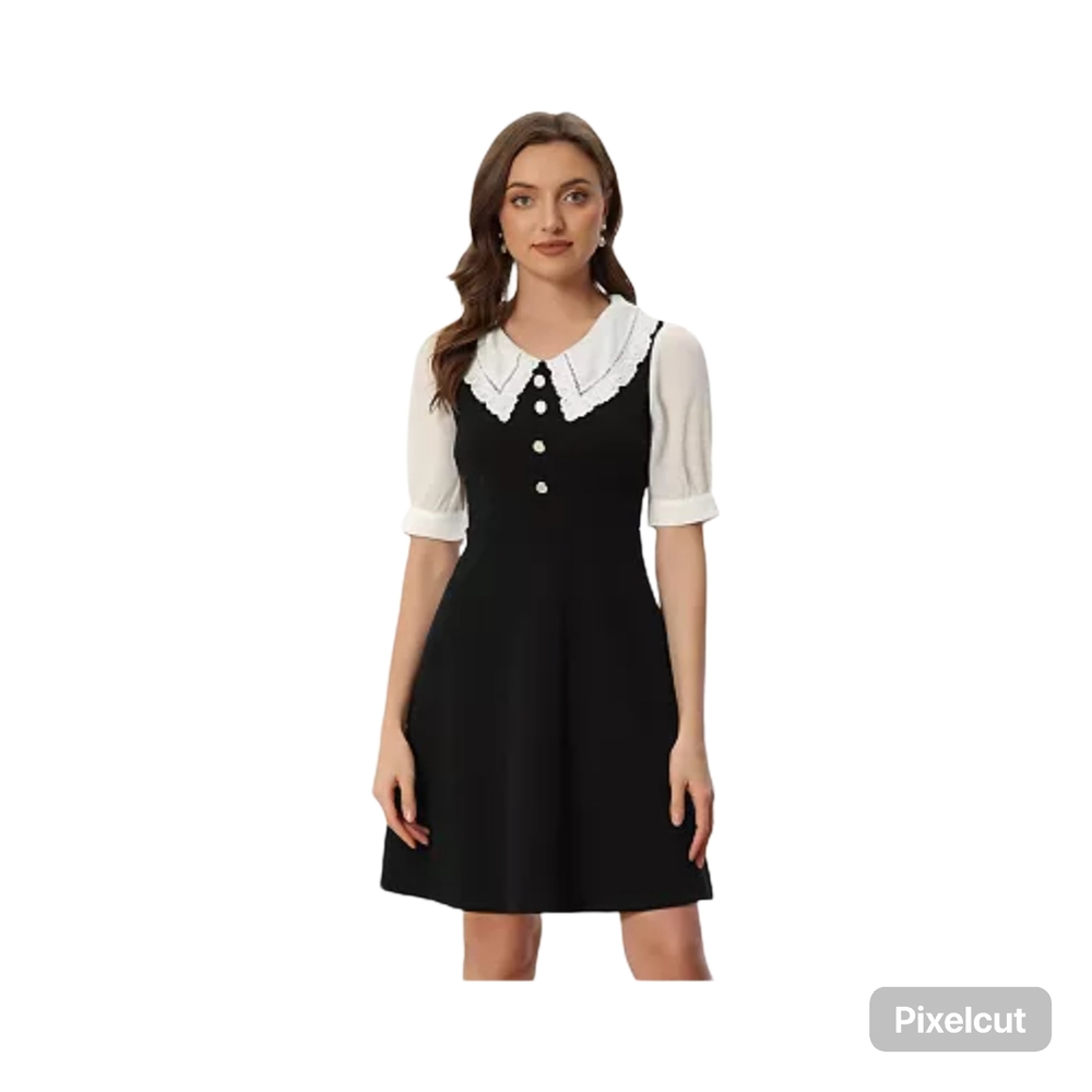 NWOT Size XS Allegra K Black and White Dress with collar